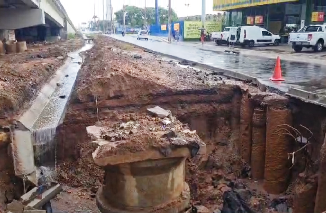 PRF sinaliza trecho da BR-101 Norte devido a desmoronamento de canteiro central