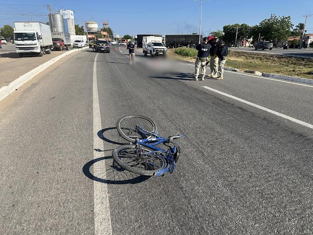 Ciclista morre após ser atropelado na BR-304 em Mossoró