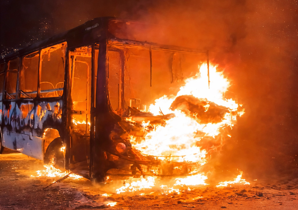 Noite de terror: ônibus e carro são incendiados durante ataques em Ponta Negra