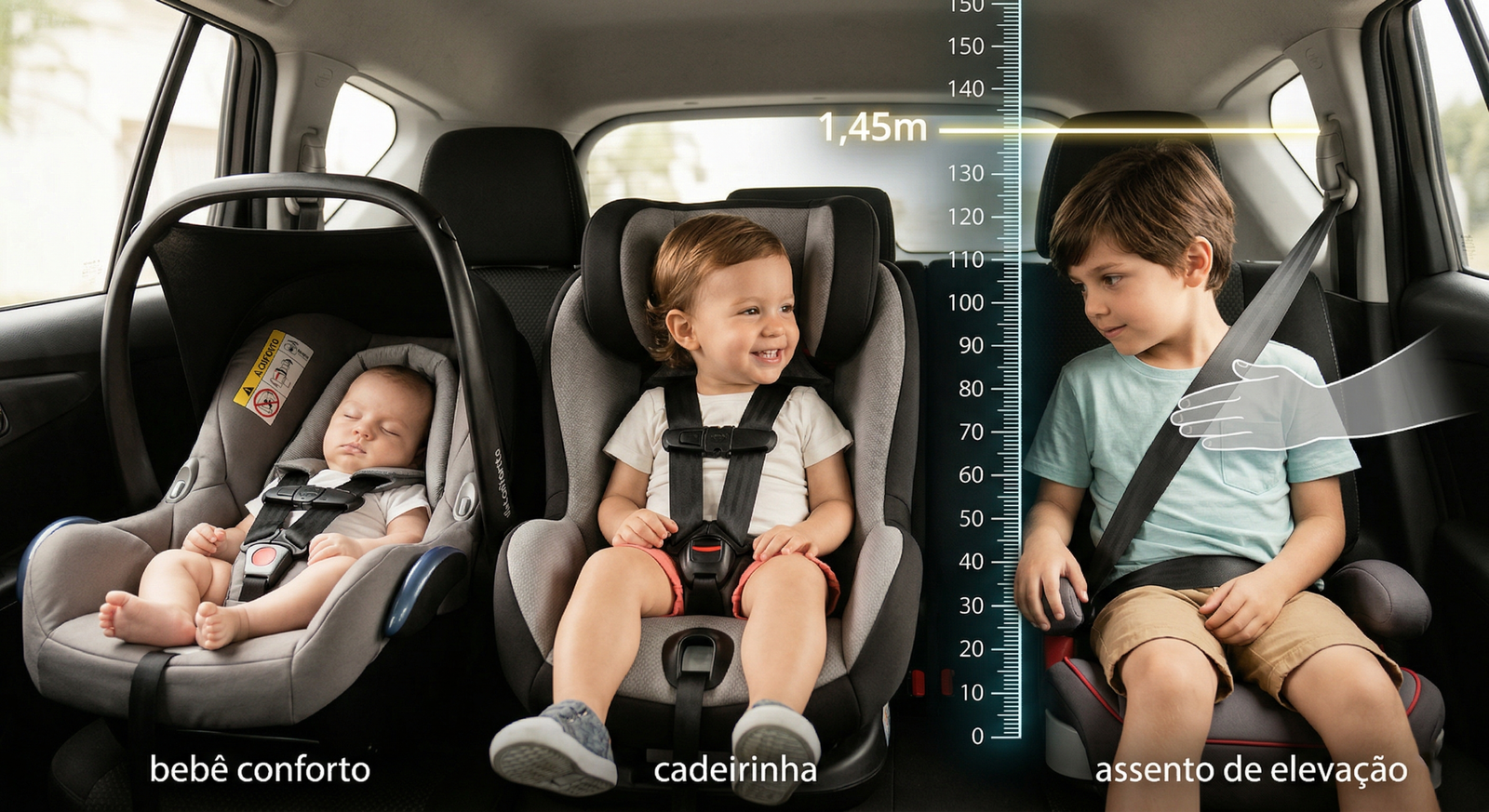Muito Além da Idade: a regra do 1,45m que pode salvar a vida do seu filho no trânsito