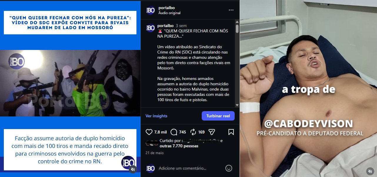 ARMAS DE GUERRA: Vídeo publicado pelo PortalBO com criminosos exibindo 4 fuzis volta a repercutir após atentado contra o Cabo Deyvison