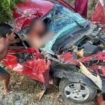 Veículo despenca em ribanceira e deixa mulher presa às ferragens em Alexandria