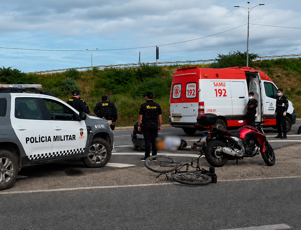 Idoso de 75 anos morre no HRTM após ser atropelado por motocicleta ao tentar atravessar a BR-304 em Mossoró