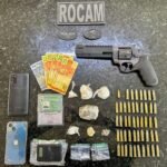 ROCAM apreende arma de fogo calibre .357, munições e drogas durante patrulhamento no bairro Santos Reis