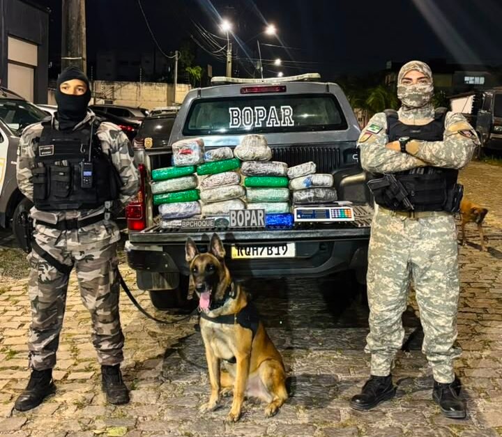 Ação conjunta do BOPAR e BPChoque apreende mais de 20 kg de drogas em imóvel de Parnamirim