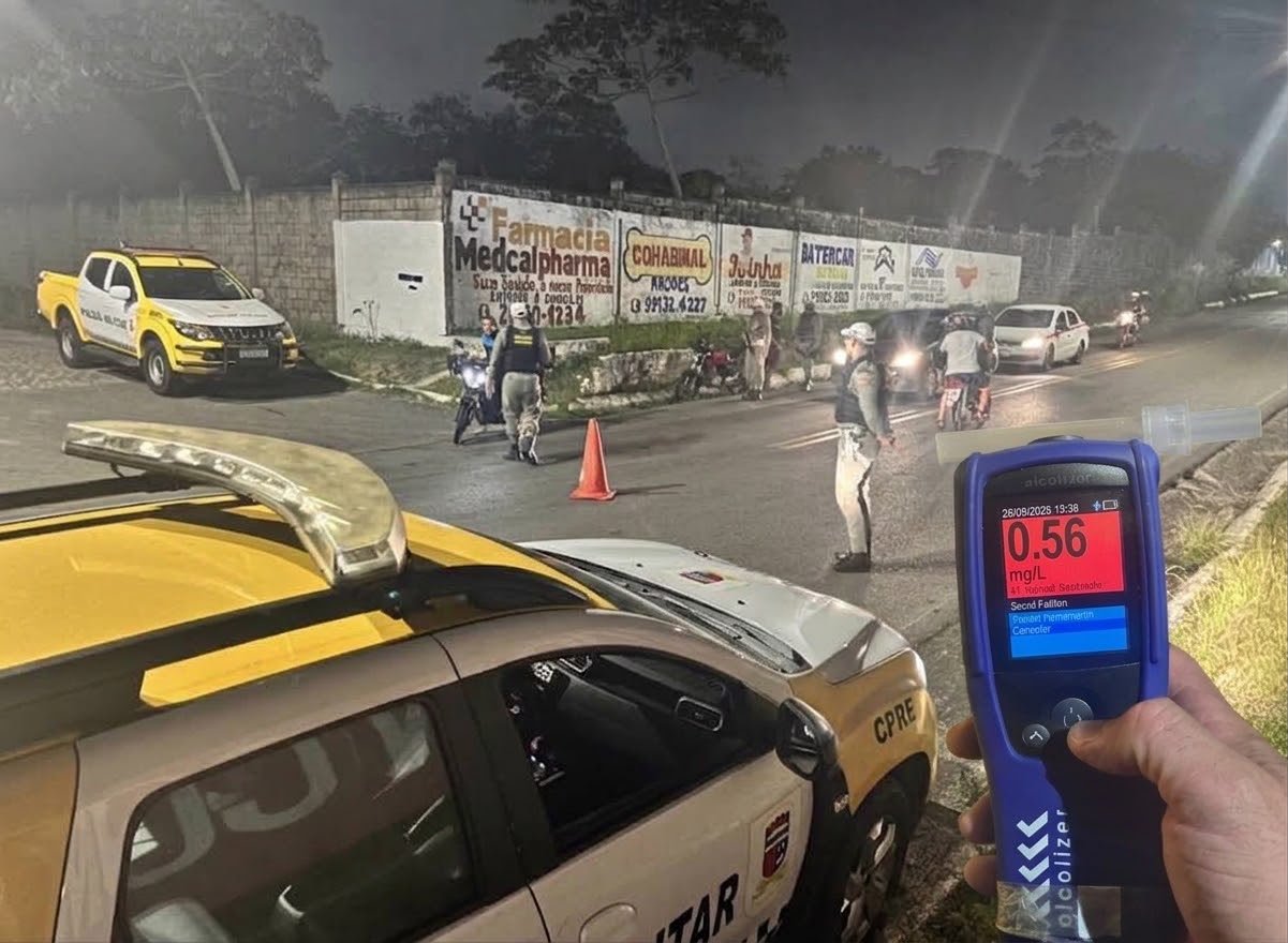 Motorista com histórico de reincidência é preso pela terceira vez por embriaguez ao volante em blitz do CPRE em Parnamirim