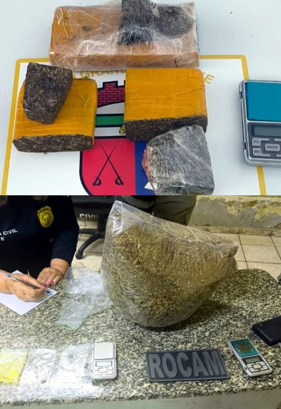 Ações da Polícia Militar resultam em apreensões de drogas em Mossoró e Apodi
