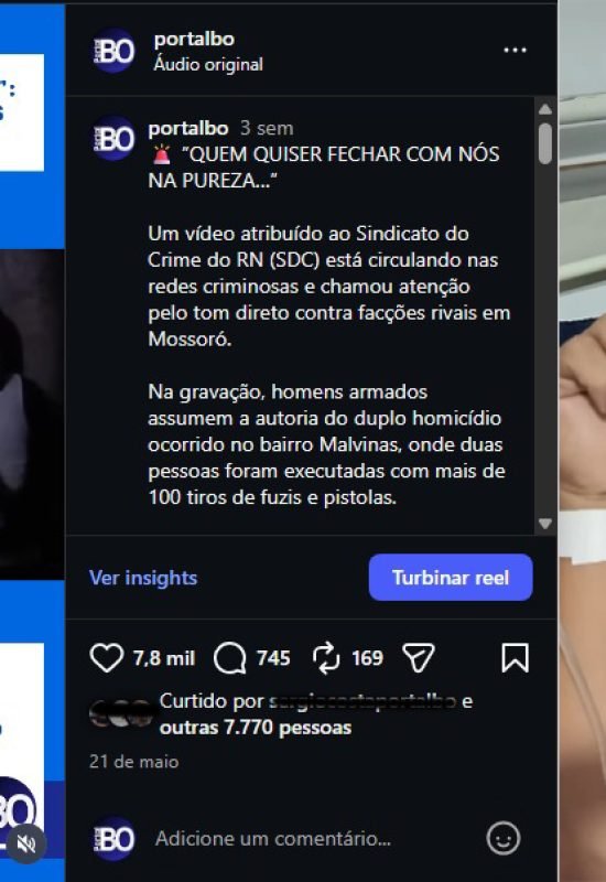 ARMAS DE GUERRA: Vídeo publicado pelo PortalBO com criminosos exibindo 4 fuzis volta a repercutir após atentado contra o Cabo Deyvison